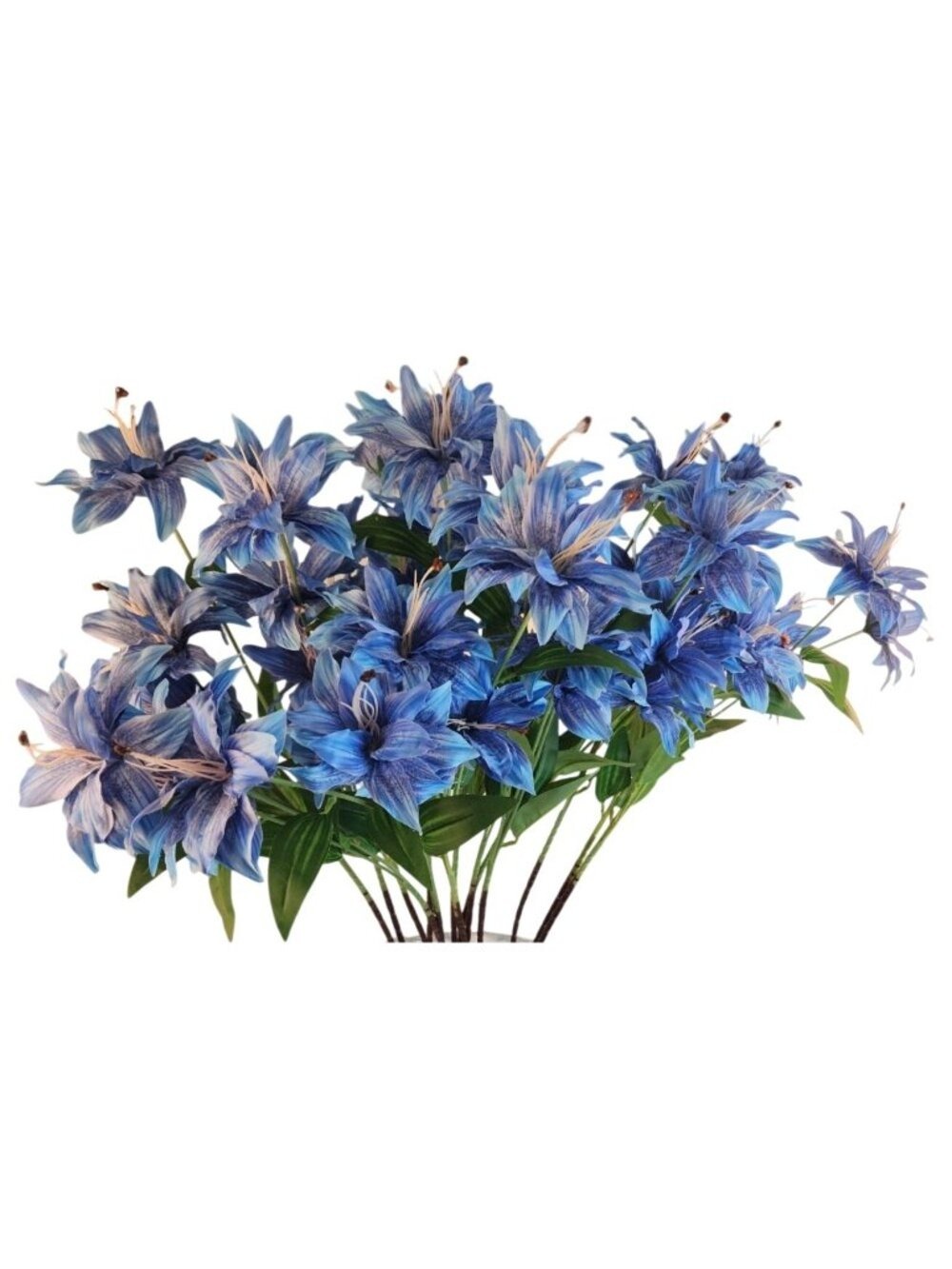 Luxury Artificial Tiger Lily Stem 34 Inch | Blue Faux Lily | Designer Artificial - Picture 10 of 13